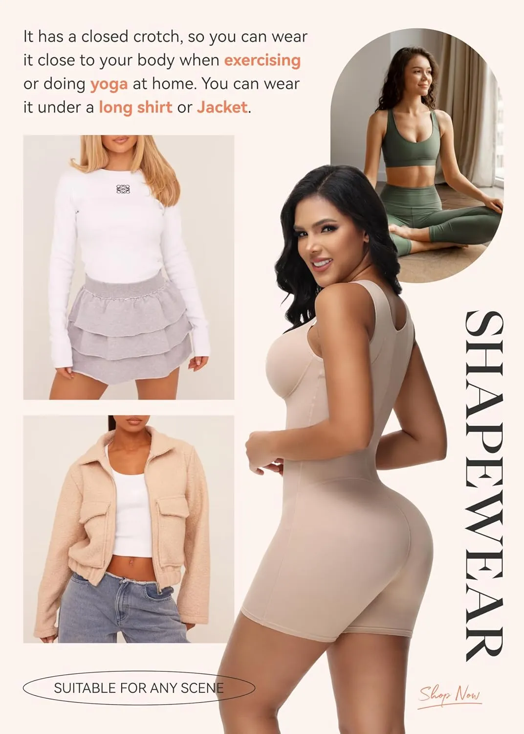 JOSHINE Shapewear Tummy Control Fajas Colombianas Moldeadoras Seamless Full Body Shaper Bodysuits for Women