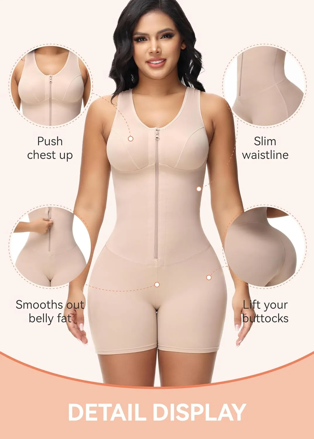 JOSHINE Shapewear Tummy Control Fajas Colombianas Moldeadoras Seamless Full Body Shaper Bodysuits for Women
