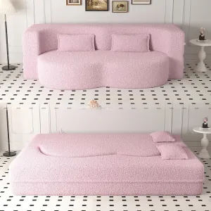 JOYBASE 78in Sofa Couch Convertible Oversized Cloud Loveseat Minimalist Sleeper Sofa Bed for Living Room, Apartment, Office, No Assembly Required (Pink)
