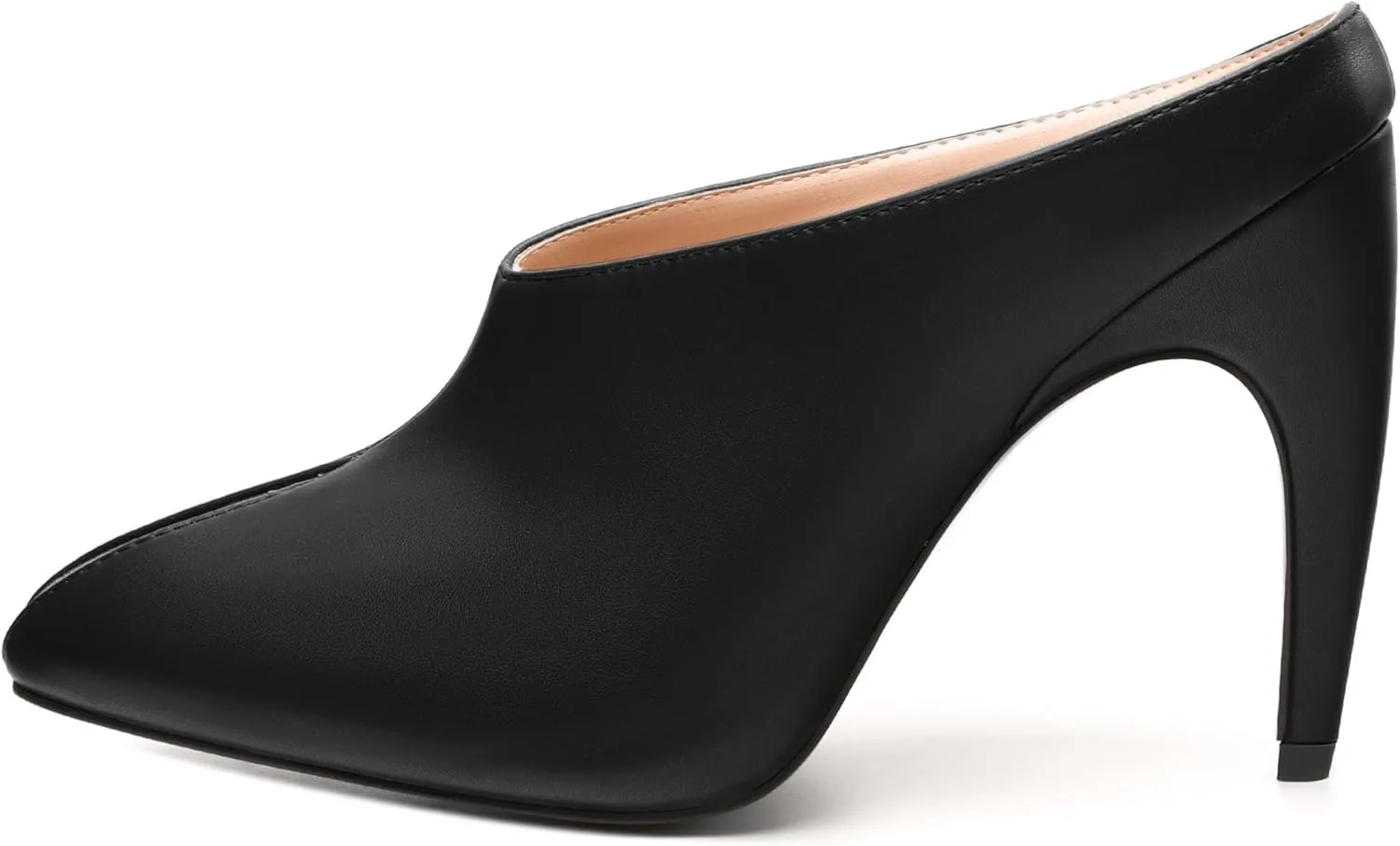 JUSTDANNI Mules for Women Heels Peep Open Toe Stiletto High Heel Sandals Slingback Slip On Comfortable Casual Wedding Office Dating Dress Shoes