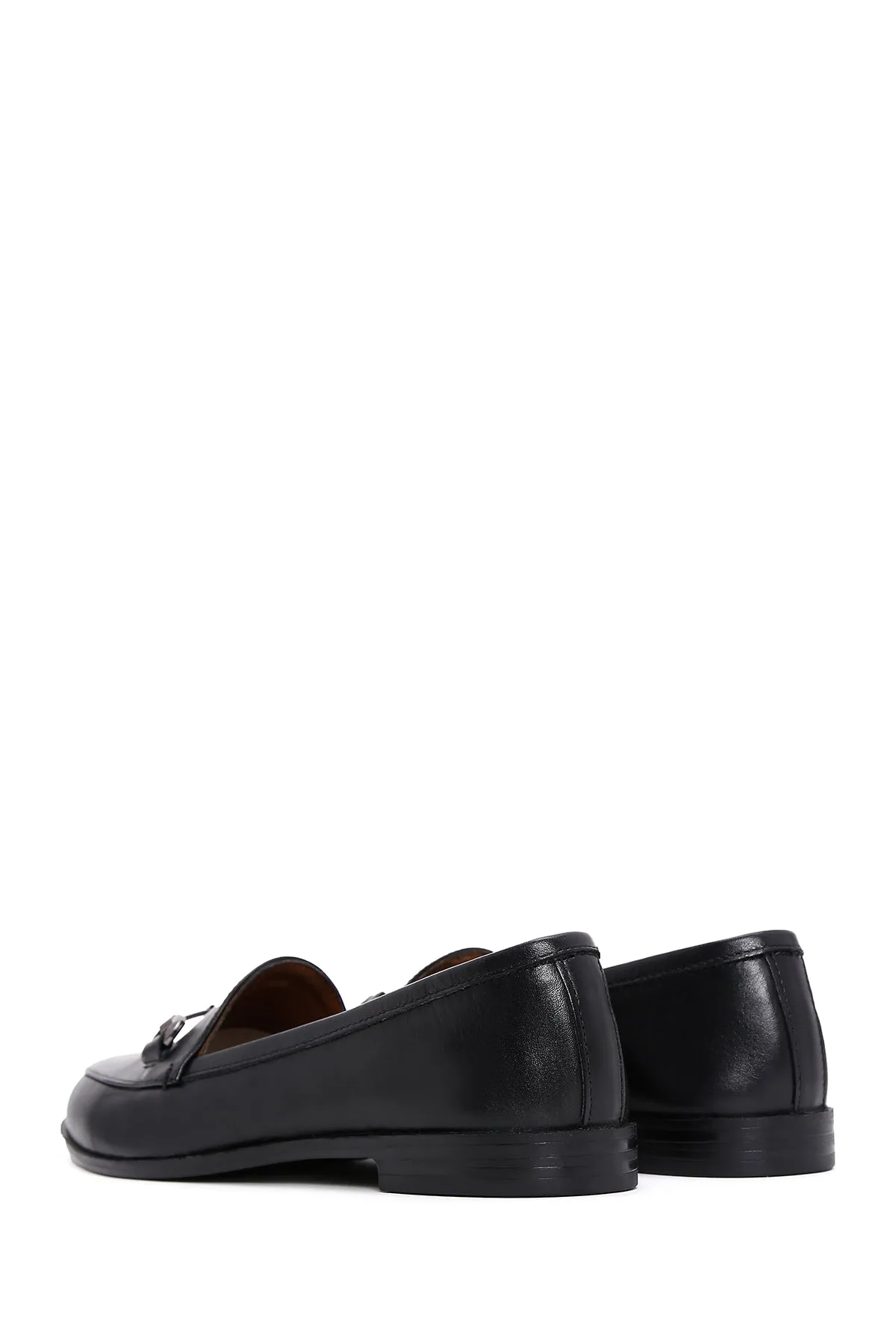 Kadın Siyah Deri Maskülen Loafer