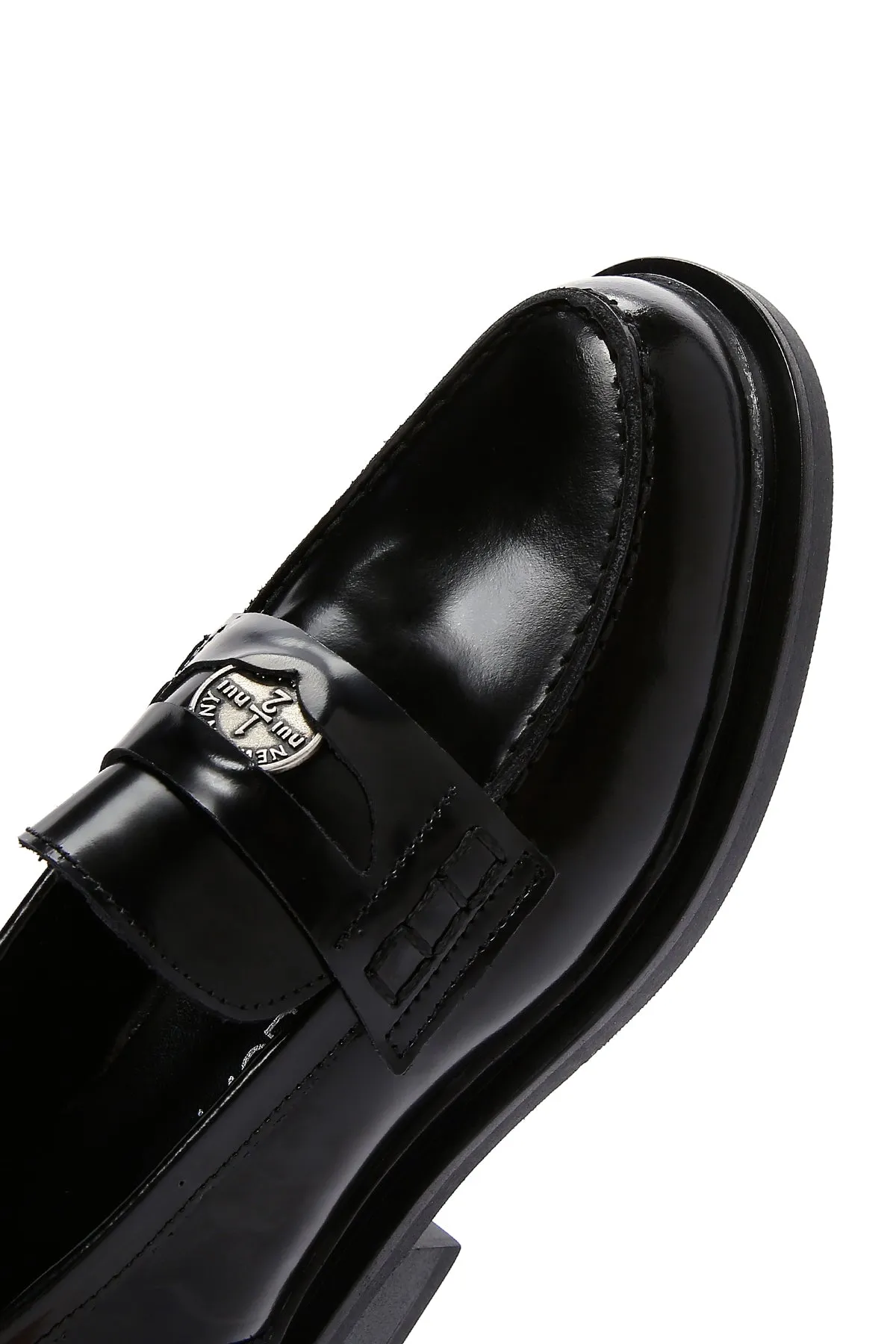 Kadın Siyah Deri Rugan Maskülen Loafer