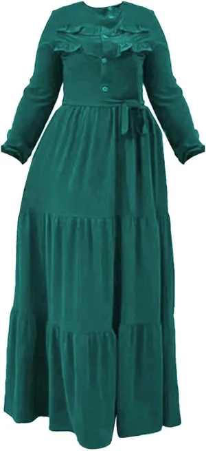 Kaftan Dresses for Women Button Up Long Maxi Dress with Belt Ramadan Abaya Long Gown Long Sleeve Pakistani Clothes