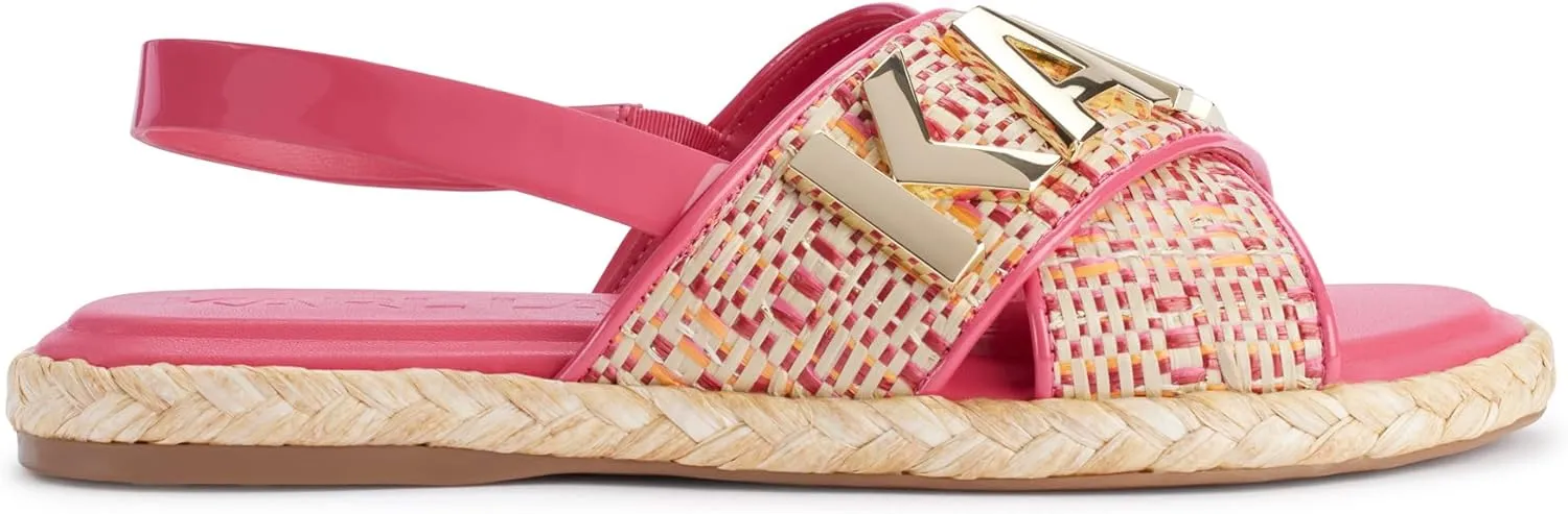 Karl Lagerfeld Paris Women's Cushioned Insole Everyday Charla-Slingback Sandal Flat