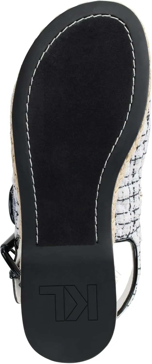 KARL LAGERFELD Women's Cushioned Insole Everyday Charlay-Ankle Strappy Sandal Flat