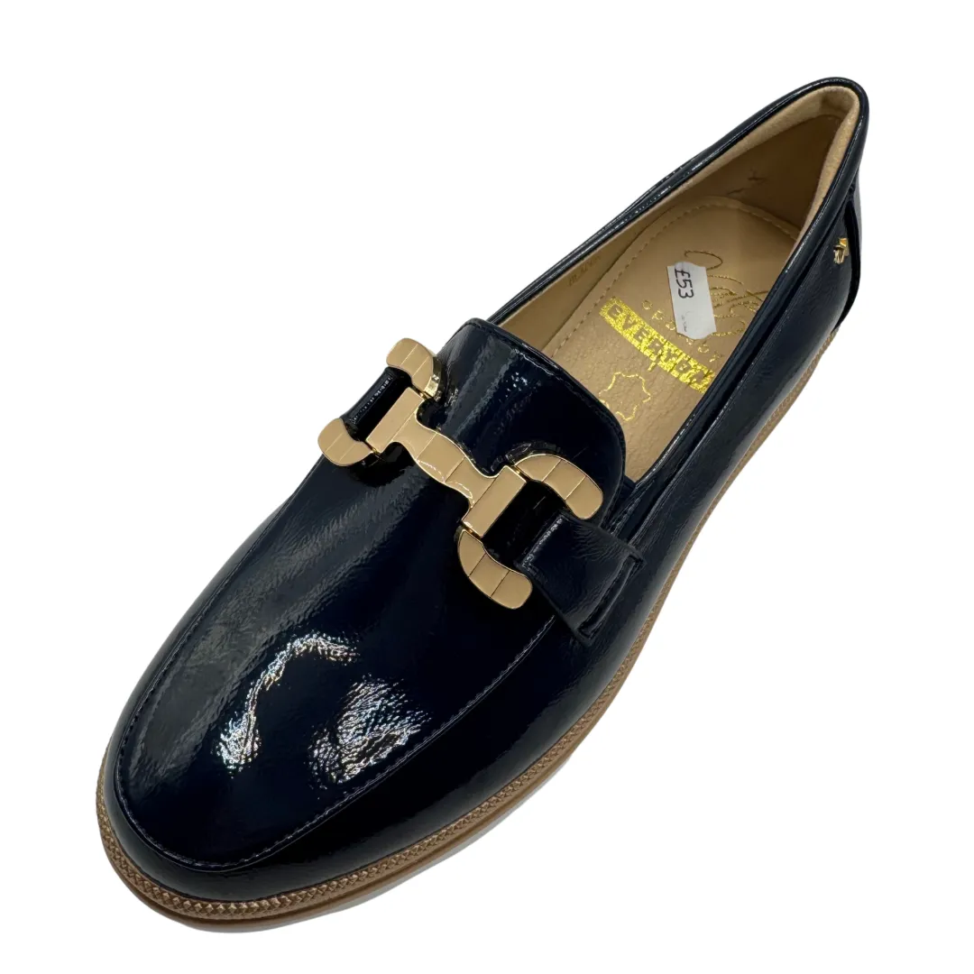 Kate Appleby Navy Patent Wedge Loafers
