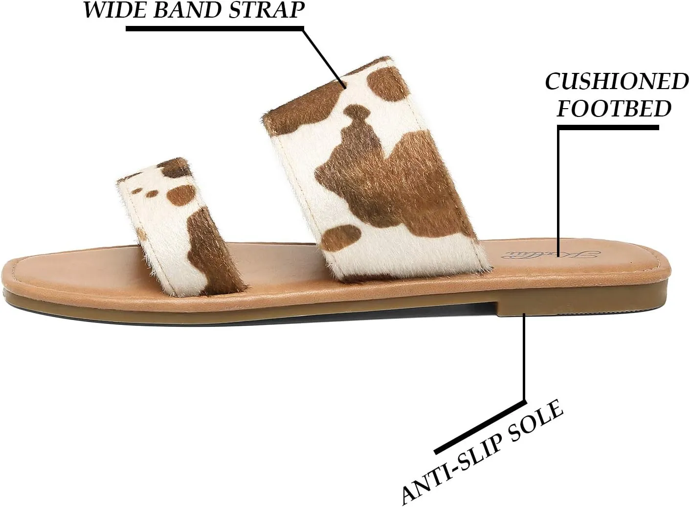 katliu Women's Flat Sandals Two Strap Slide Sandals Open Toe