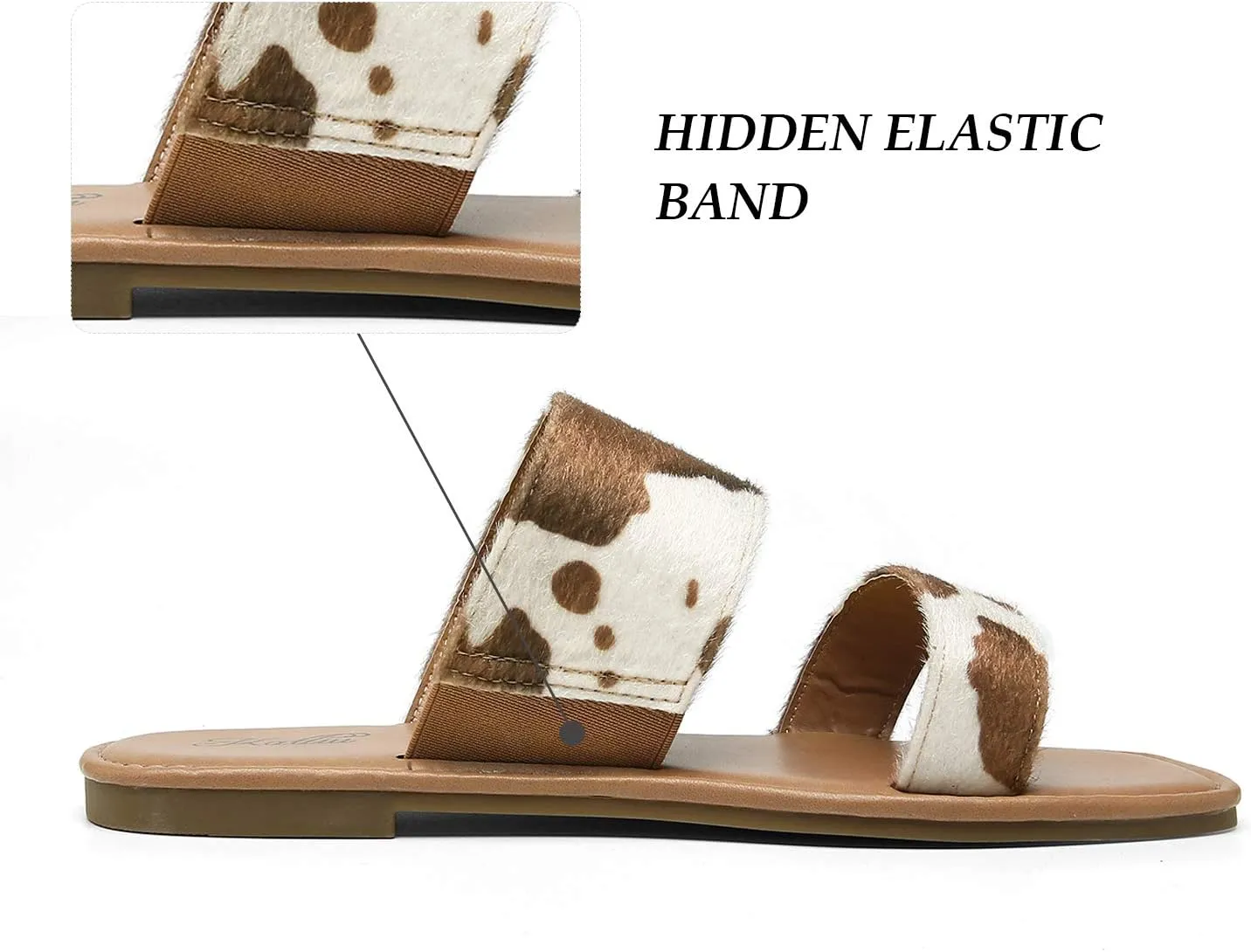 katliu Women's Flat Sandals Two Strap Slide Sandals Open Toe