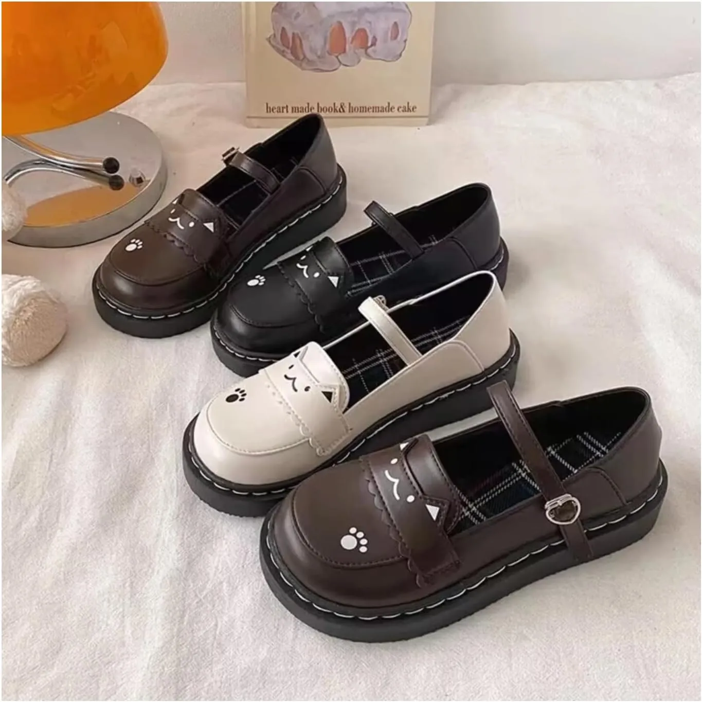 Kawaii Lolita Casual Mary Jane Shoes - Cute Adorable Cat Kitten Paw Flats | Japanese Sweet Soft Style for Everyday Wear