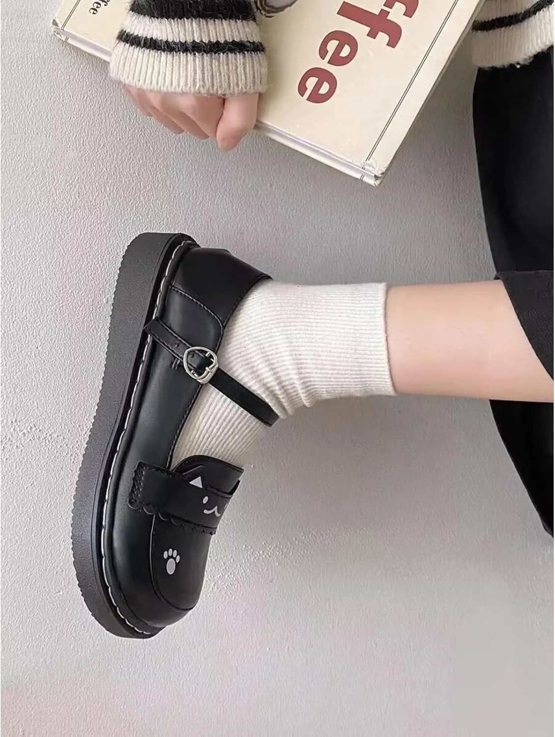 Kawaii Lolita Casual Mary Jane Shoes - Cute Adorable Cat Kitten Paw Flats | Japanese Sweet Soft Style for Everyday Wear