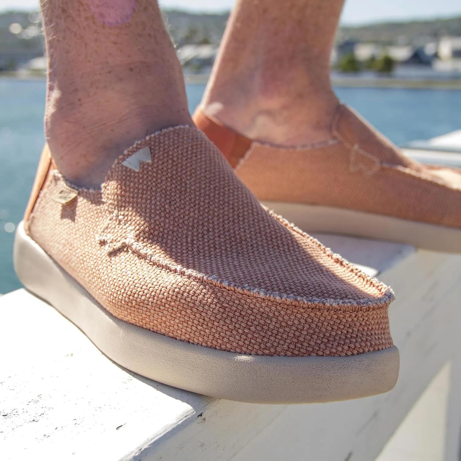 Kickback Barbeach Canvas Mens Slip On Loafers - Lightweight Canvas Slip in Shoes - with Leather Lined Memory Foam Insoles - Mens Casual Slip on Summer Shoes - Machine Washable