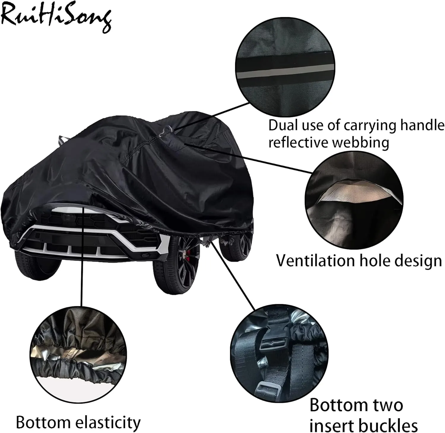 Kids Car Cover,Outdoor Heavy Duty 600D Power Wheels for Kids Waterproof Cover,Kids Ride-On Toy Car Cover with Buckle and Vent,All Weather,The Handle is a Reflective Strip Again