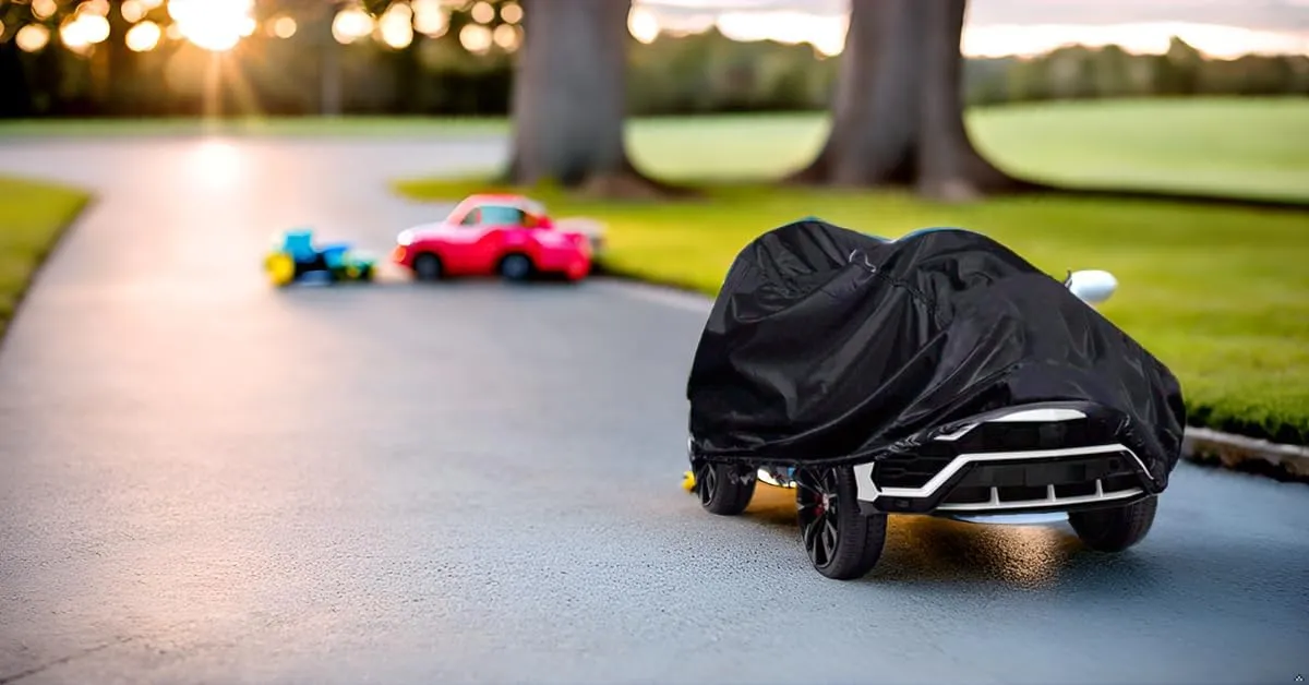 Kids Car Cover,Outdoor Heavy Duty 600D Power Wheels for Kids Waterproof Cover,Kids Ride-On Toy Car Cover with Buckle and Vent,All Weather,The Handle is a Reflective Strip Again