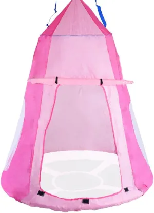 Kids Hanging Swing Tent Cover-Waterproof Hammock Chair Play House Castle Nest for 40in Round Saucer Nest Disc Rope Ceiling Tree Swing Indoor Outdoor Bedroom Backyard Playground