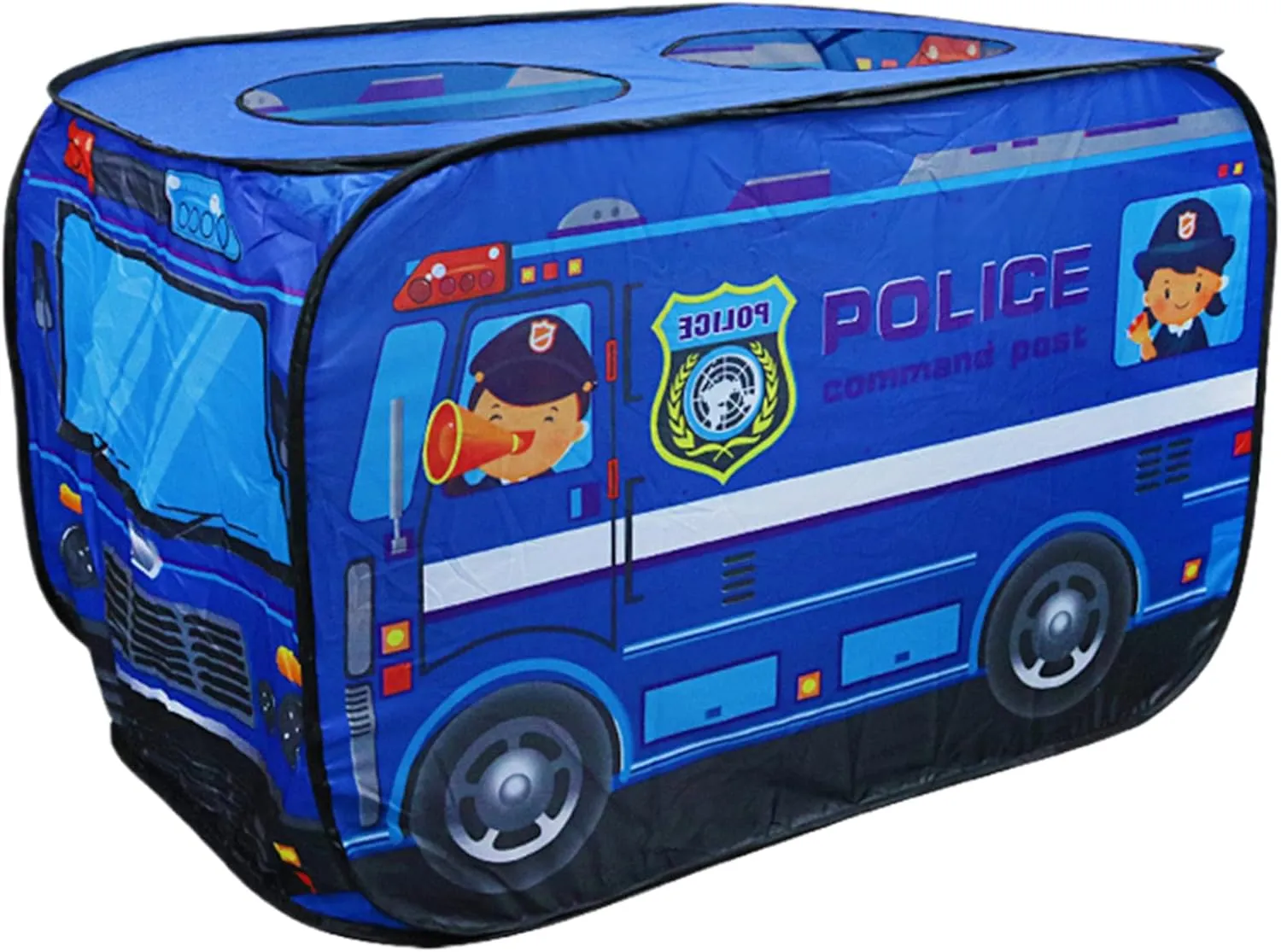 Kids Pop-Up Tent 44.1x27.6x29.5 Foldable Car Tent Breathable Play Tent with Rolling Door & Skylight Non Shrink Fade Resistant Kids Tent,Police Car