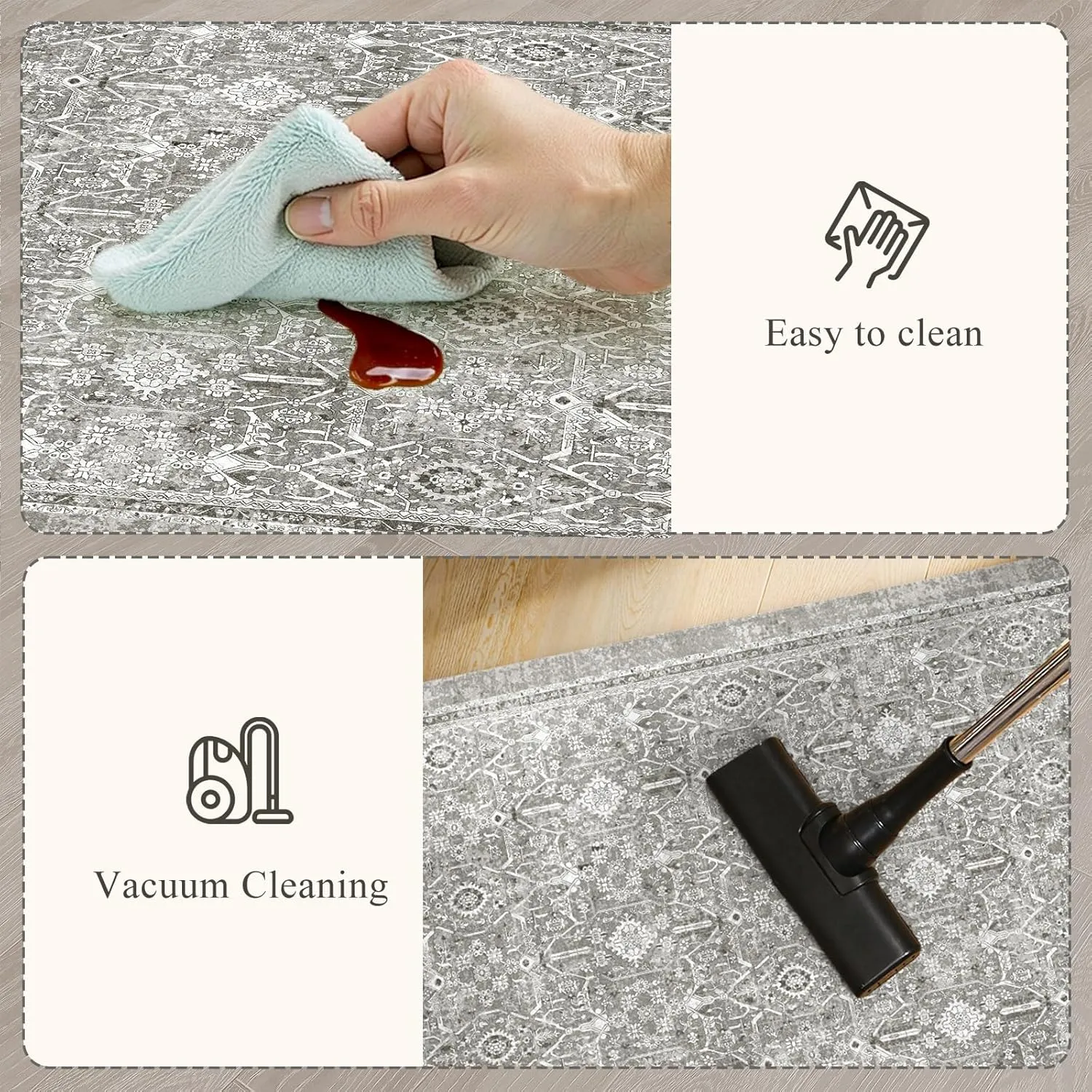 KIMODE Comfort Kitchen Floor Mats Cushioned Anti Fatigue,Boho Farmhouse Kitchen Sink Rug,Memory Foam Ergonomic Standing Mat Waterproof for Laundryroom Sink Home Office,Grey