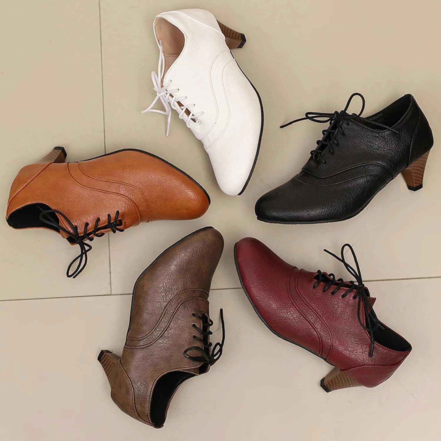 Kitten Heel Oxford Women Brogue Derby Lace Up