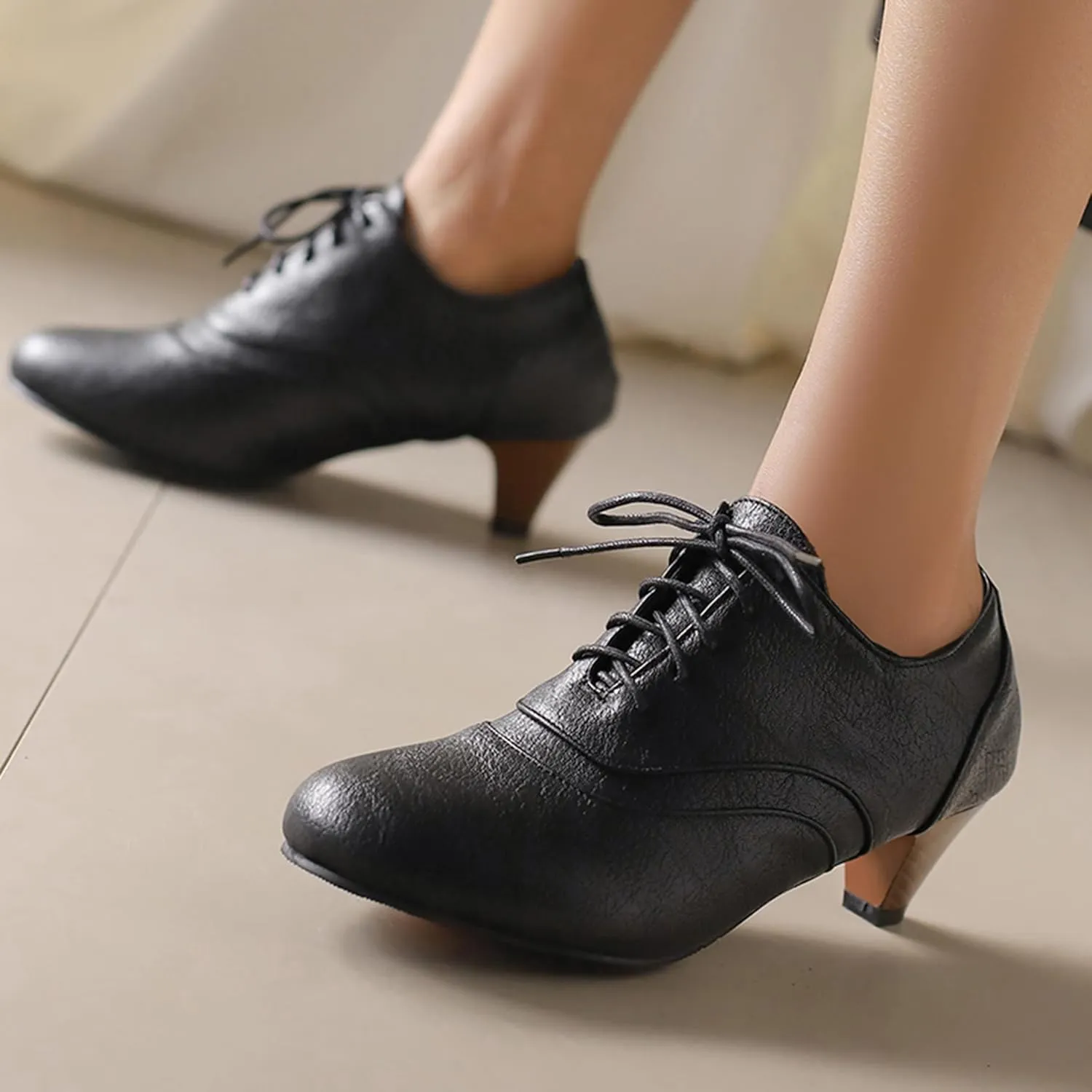Kitten Heel Oxford Women Brogue Derby Lace Up