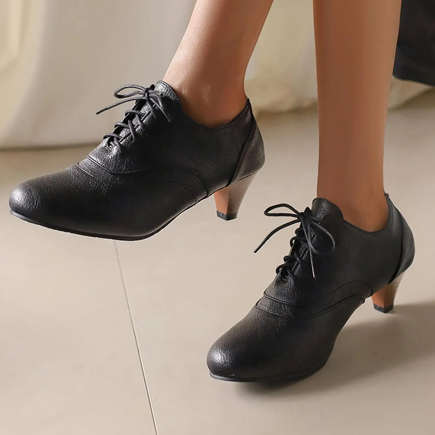 Kitten Heel Oxford Women Brogue Derby Lace Up