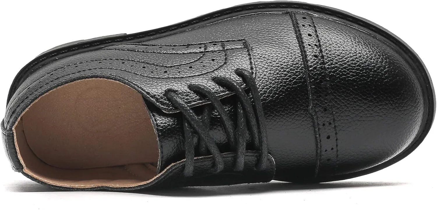kkdom Boys Girls Classic Lace-Up School Uniform Comfort Oxfords Dress Shoes Loafer Flats (Toddler/Little Kid)