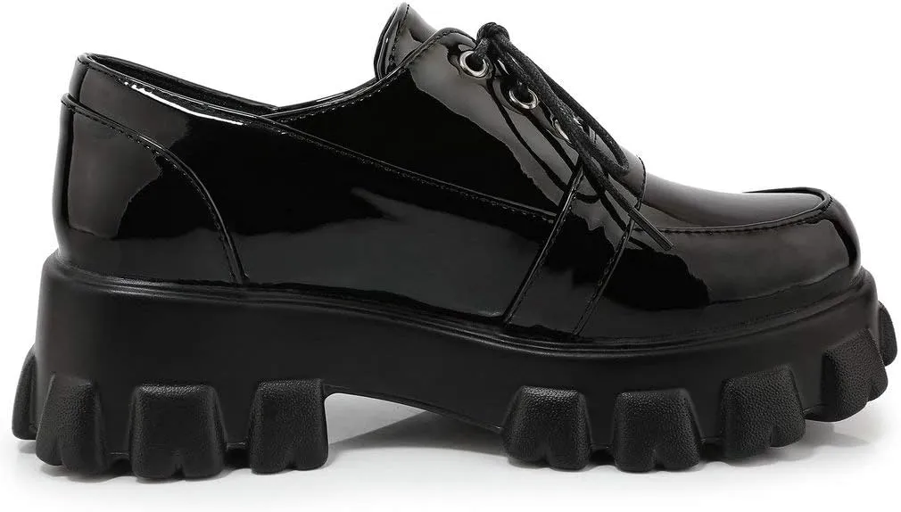 KOKOMOMO Womens Platform Oxford Shoes Chunky Platform Loafers Goth Buckle Shoes