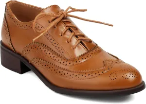 Lace-up Wingtips Oxford Shoes for Women Cutout Brogues Saddle Shoes