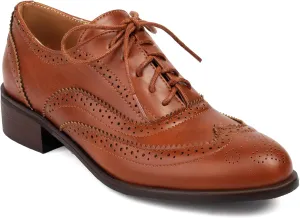 Lace-up Wingtips Oxford Shoes for Women Cutout Brogues Saddle Shoes