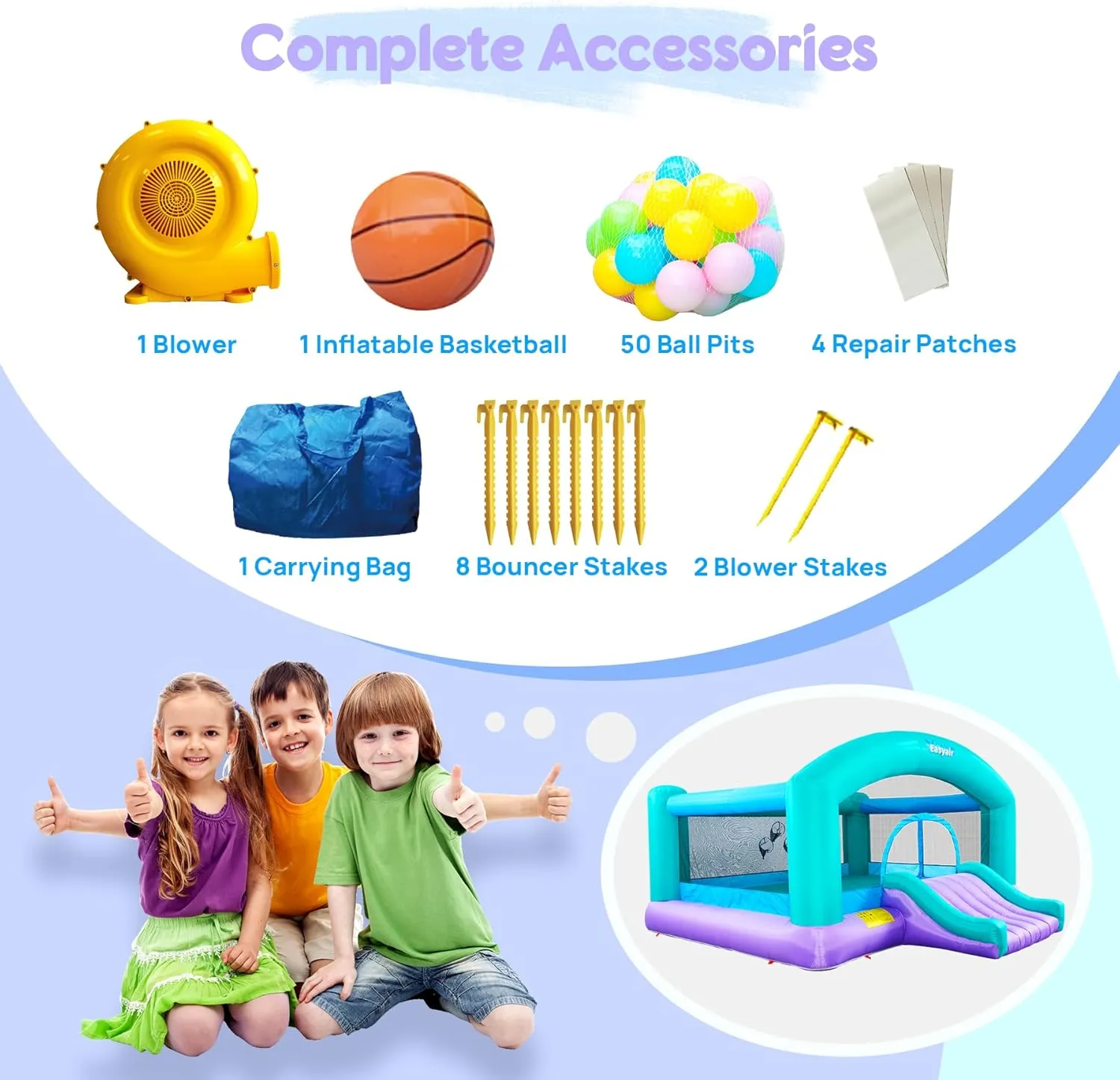 Large Bounce House for Big Kids, 14.8 x 14.5 FT Inflatable Bouncer Jumper Slide with 650W Blower, Basketball Hoop, Throw Ball Game, Ball Pits (Green, 177" L x 174" W x 94" H)