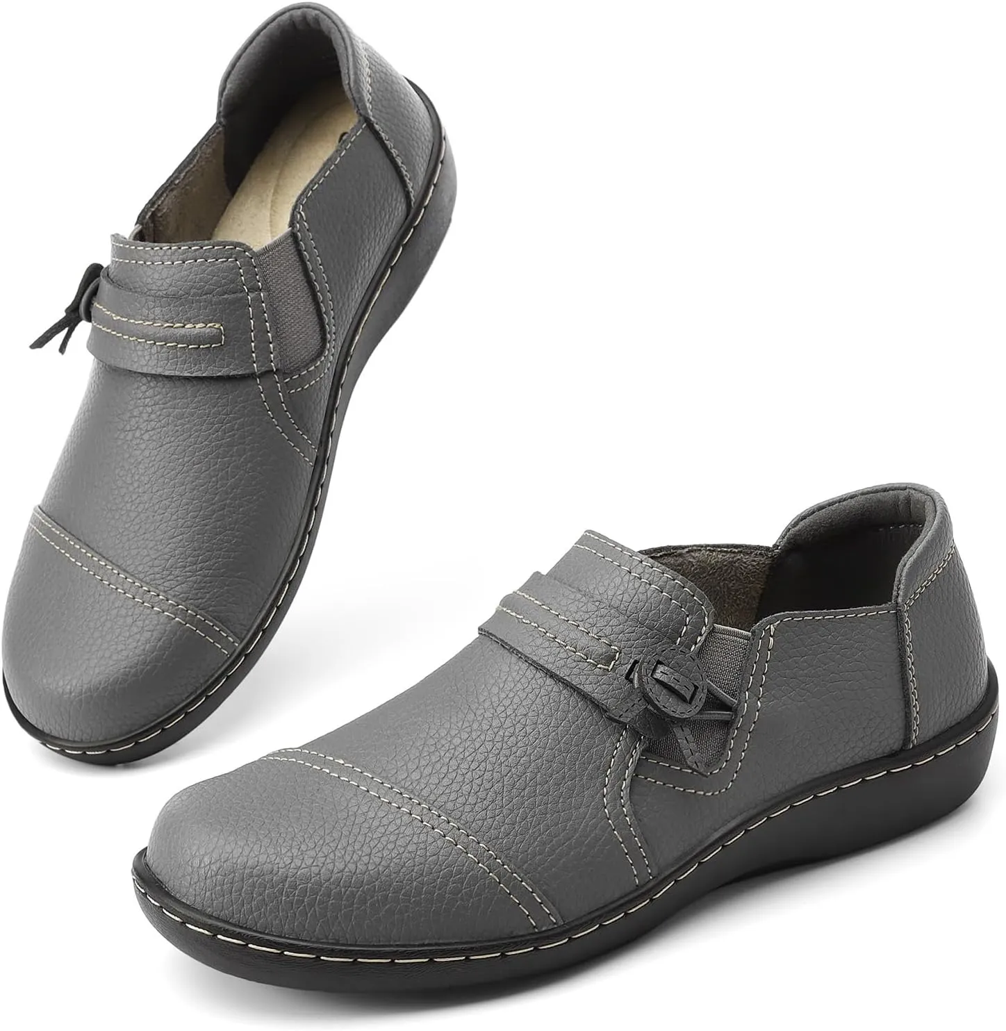 LAZYPOP Women's Classic Comfort Leather Loafers Cute Slip-Ons Casual Dress Shoes Lightweight Walking Flats Everyday Work Shoes
