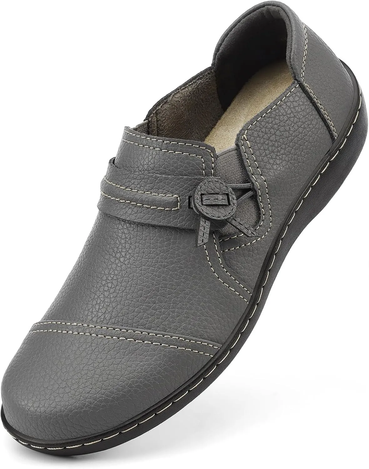 LAZYPOP Women's Classic Comfort Leather Loafers Cute Slip-Ons Casual Dress Shoes Lightweight Walking Flats Everyday Work Shoes