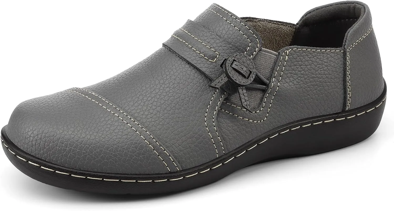LAZYPOP Women's Classic Comfort Leather Loafers Cute Slip-Ons Casual Dress Shoes Lightweight Walking Flats Everyday Work Shoes