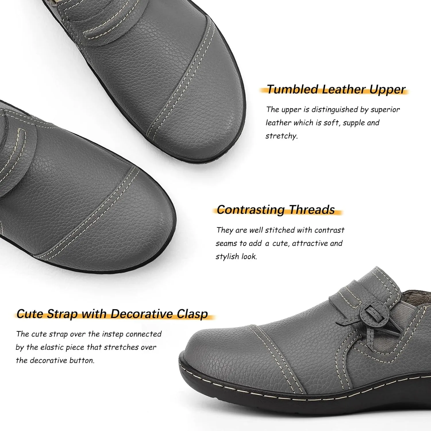 LAZYPOP Women's Classic Comfort Leather Loafers Cute Slip-Ons Casual Dress Shoes Lightweight Walking Flats Everyday Work Shoes