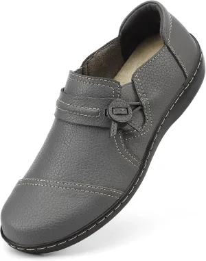 LAZYPOP Women's Classic Comfort Leather Loafers Cute Slip-Ons Casual Dress Shoes Lightweight Walking Flats Everyday Work Shoes