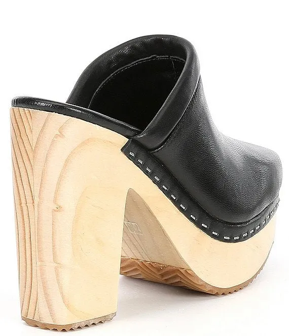 Leather Early-bird deal Steve Heeled Squared Slip Black On Madden Expansive variety Toe Block Mules Alvara
