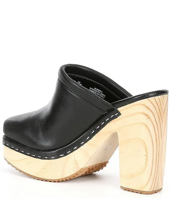 Leather Early-bird deal Steve Heeled Squared Slip Black On Madden Expansive variety Toe Block Mules Alvara