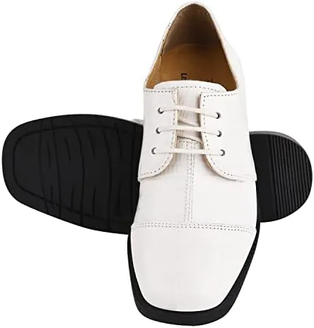 LIBERTYZENO Boys Animal Print Genuine Leather Kids Lace Up Oxford Dress Shoes for Prom Graduation