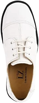 LIBERTYZENO Boys Animal Print Genuine Leather Kids Lace Up Oxford Dress Shoes for Prom Graduation