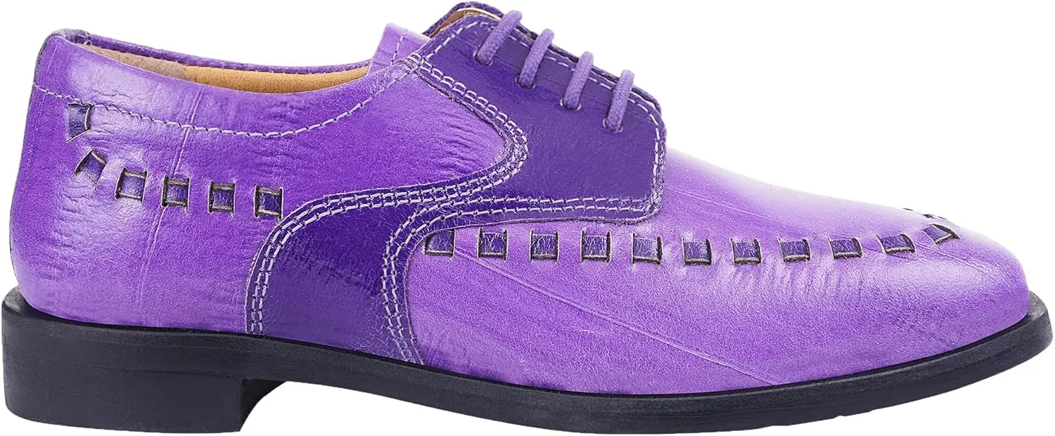 LIBERTYZENO Boys Plain & EEL Print Genuine Leather Kids & Toddlers Lace Up Oxford Dress Shoes for Prom Graduation