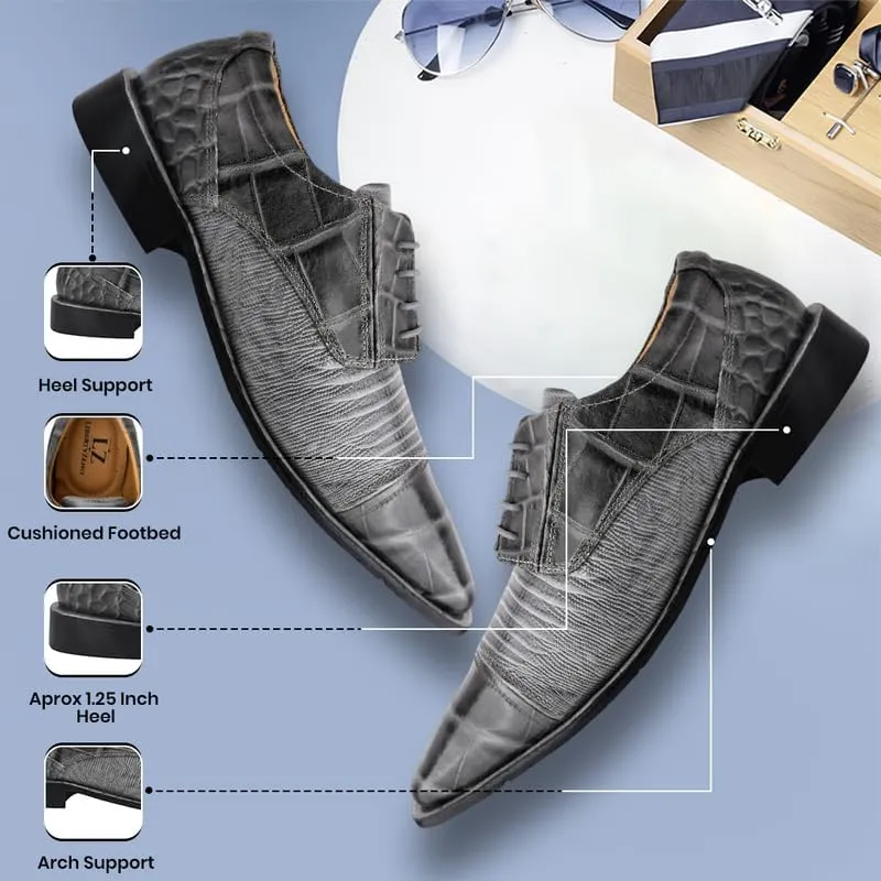 LIBERTYZENO Mens Animal Print Genuine Leather Lace Up Oxford Dress Shoes