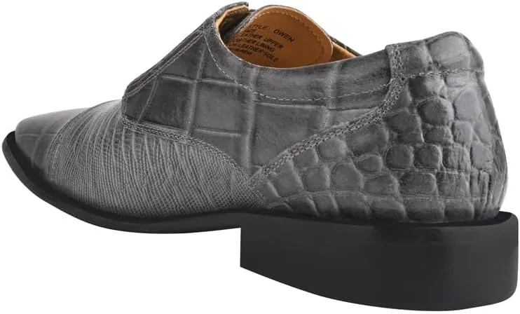 LIBERTYZENO Mens Animal Print Genuine Leather Lace Up Oxford Dress Shoes