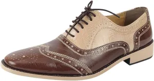 LIBERTYZENO Mens Animal Print Genuine Leather Lace Up Oxford Dress Shoes
