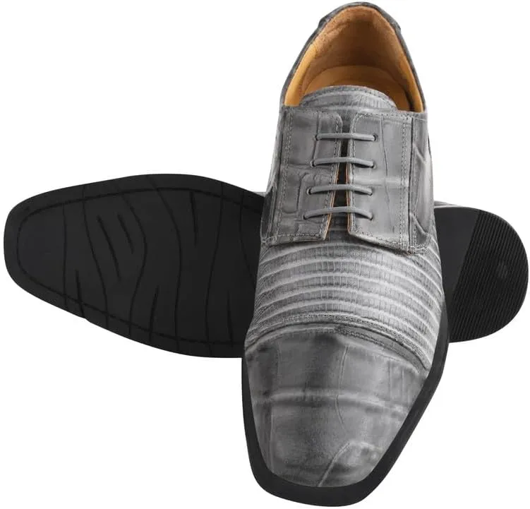 LIBERTYZENO Mens Animal Print Genuine Leather Lace Up Oxford Dress Shoes
