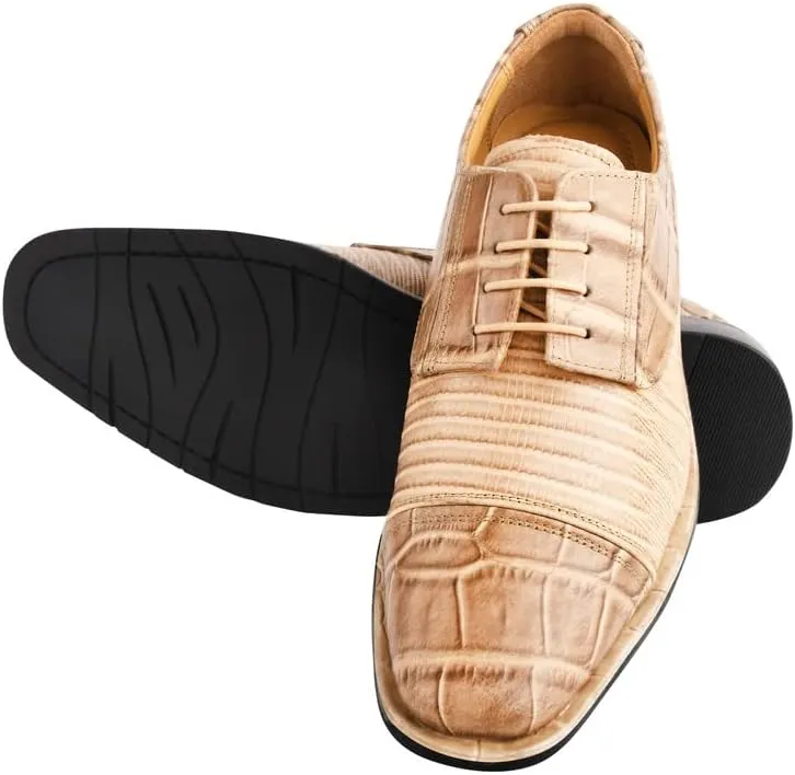 LIBERTYZENO Mens Animal Print Genuine Leather Lace Up Oxford Dress Shoes