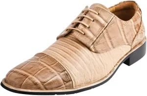 LIBERTYZENO Mens Animal Print Genuine Leather Lace Up Oxford Dress Shoes