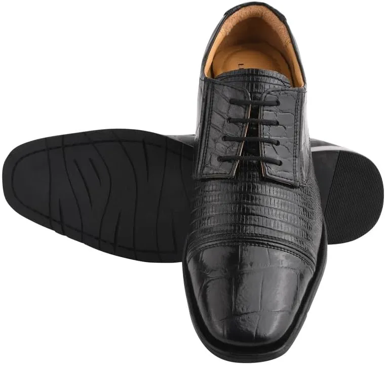 LIBERTYZENO Mens Animal Print Genuine Leather Lace Up Oxford Dress Shoes