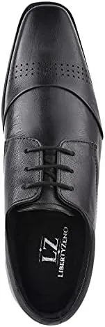 LIBERTYZENO Mens Croco Lizard Print Genuine Leather Adults Slip On & Lace Up Oxford Dress Shoes for Prom Graduation