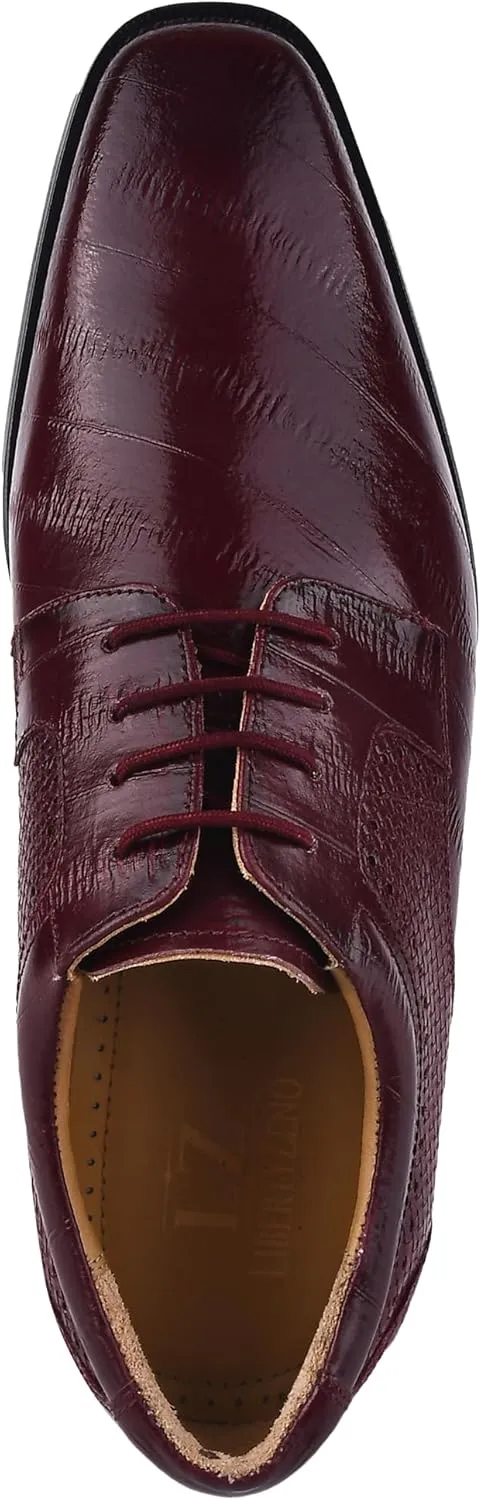 LIBERTYZENO Mens EEL Print Knitted Design Genuine Leather Adults Lace Up Oxford Dress Shoes for Prom Graduation