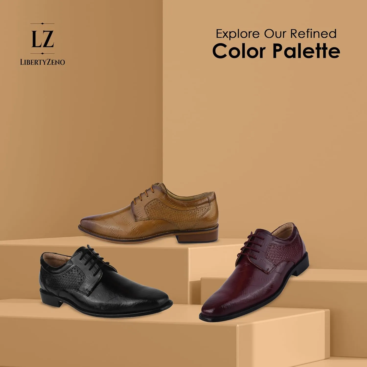 LIBERTYZENO Mens EEL Print Knitted Design Genuine Leather Adults Lace Up Oxford Dress Shoes for Prom Graduation