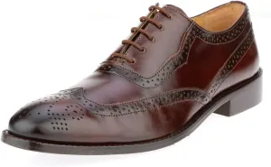 LIBERTYZENO Mens Genuine Leather Adults Wingtip Lace Up Oxford Dress Shoes for Easter Gift