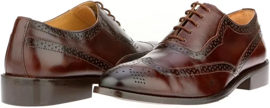 LIBERTYZENO Mens Genuine Leather Adults Wingtip Lace Up Oxford Dress Shoes for Easter Gift